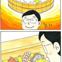「そっちかよ！！」P.N.もーちゃん　 ●新米を新人寿司職人としているところがおもしろい。（40代） ●高い画力と４コマの落とし方が上手い。(10代） 